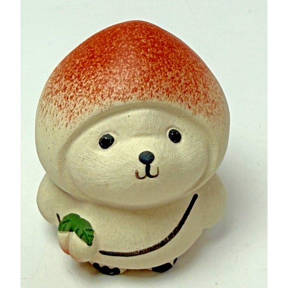 Peach Panda Tea Lover's Pet Yixing Clay China Figurine Hand Painted Signed Luck - Picture 1 of 5